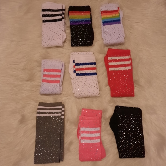 Neon Pink Rhinestone Thigh High Socks - Picture 15 of 17